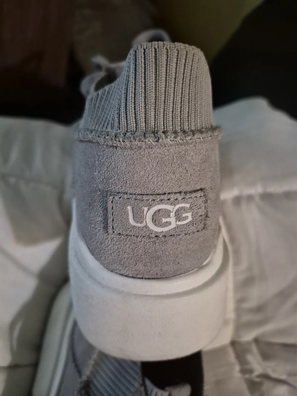 UGG Gray Knit & Suede Lace-Up Sneakers